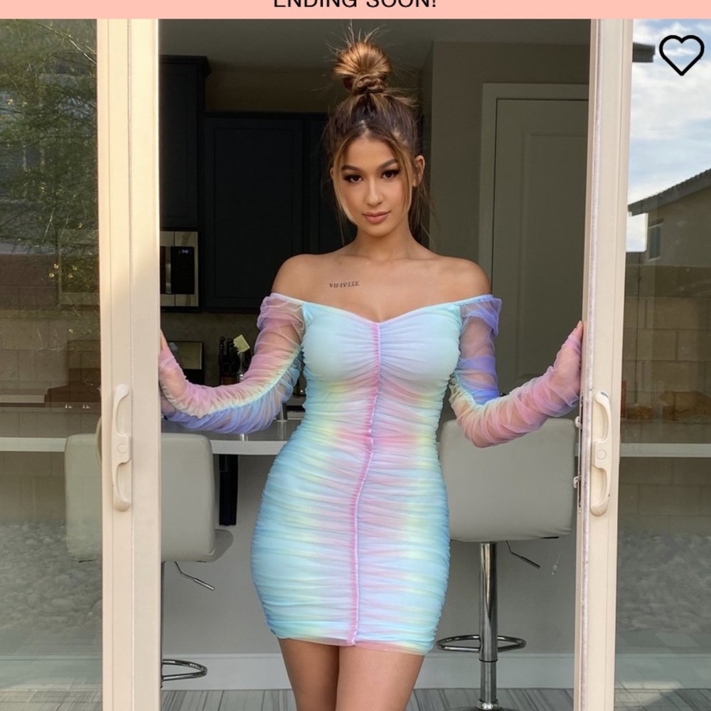 Off the shoulder cotton candy dress!